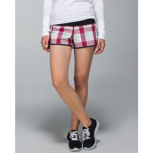 Lululemon Multicolor Run Speed Short 2-Way Stretch Womens Size 6 Check Pattern - Picture 3 of 12